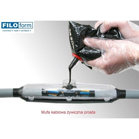 Mufa kablowa żywiczna prosta, do przewodów max. 4x16mm2 i średnicach zewnętrznych 12-32mm
